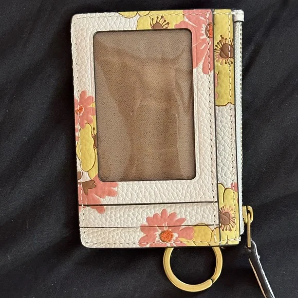 GUC Coach Mini Skinny Id Case With Floral Print with Key Ring - Picture 2 of 4